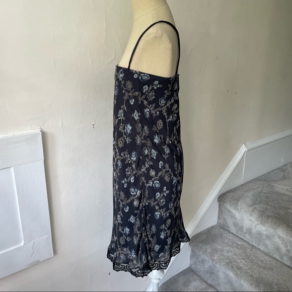 Ann Ferriday Vintage Black Floral Lace Trim Rayon USA Made Dress Size Small - Picture 2 of 9